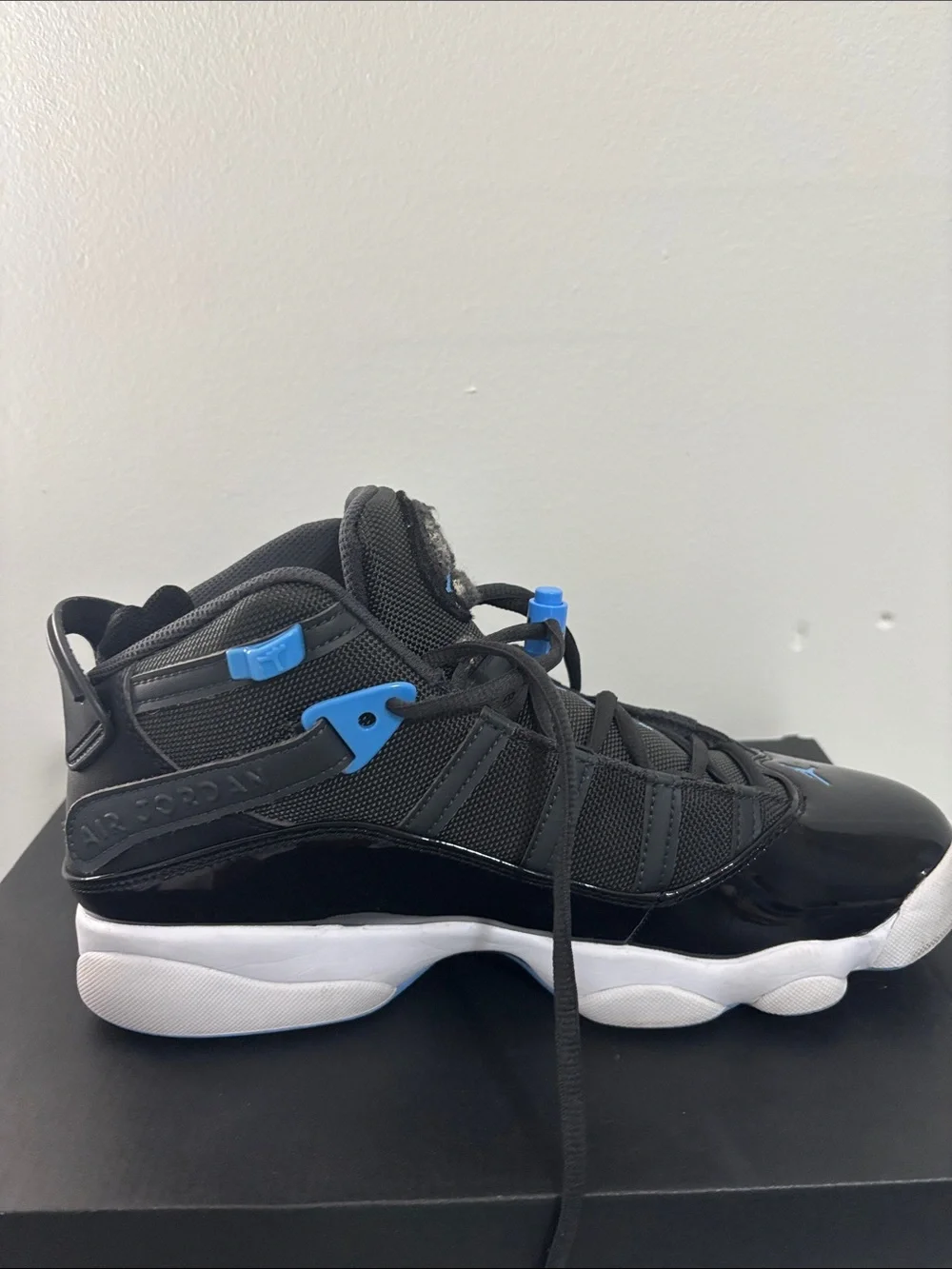 Jordan 6 Rings - Black and Blue High-Top Basketball Sneakers